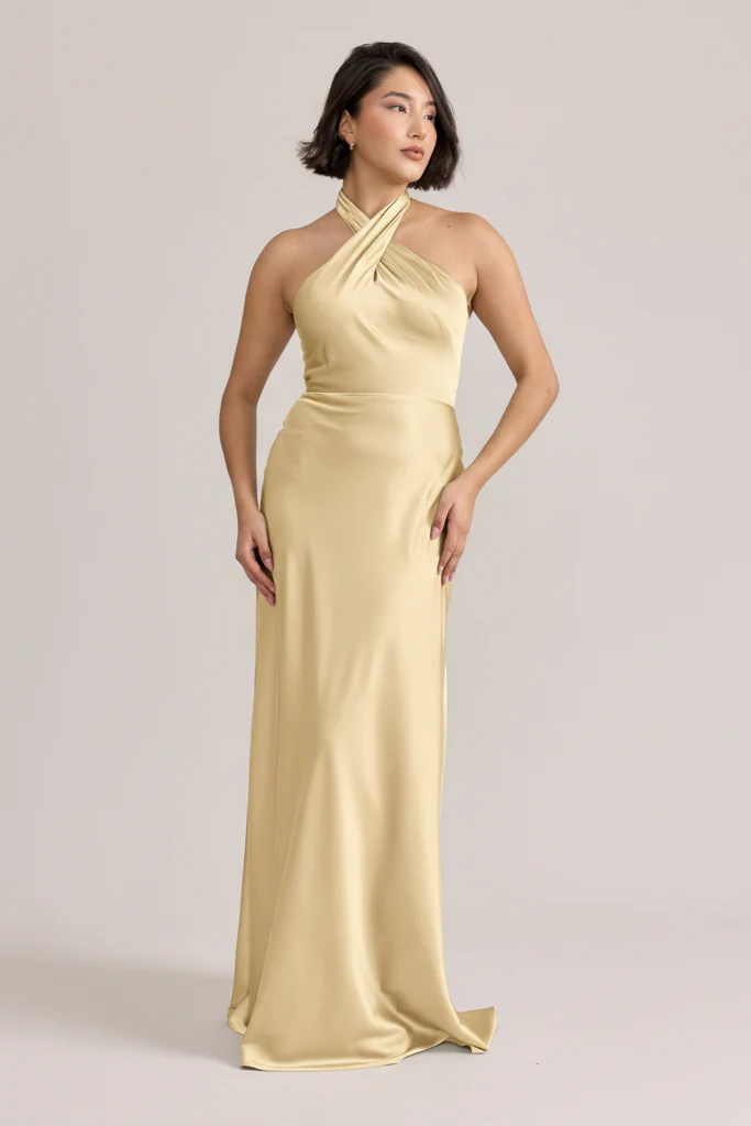 Isla Satin Dress | Ready To Ship | Pale Yellow