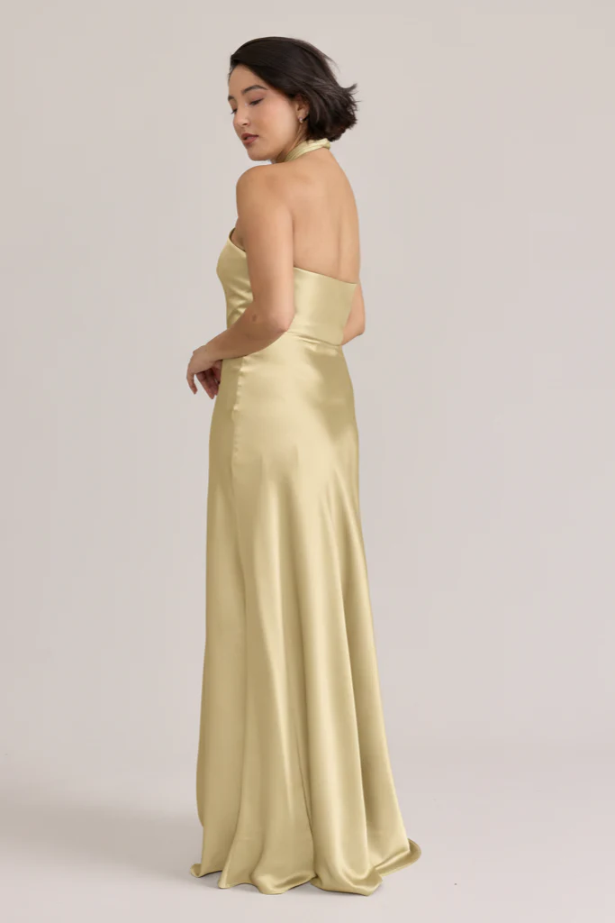 Isla Satin Dress | Ready To Ship | Pale Yellow - Image 2
