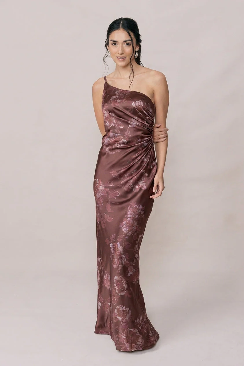 Jade Satin Floral Print Dress | Made To Order - Image 113