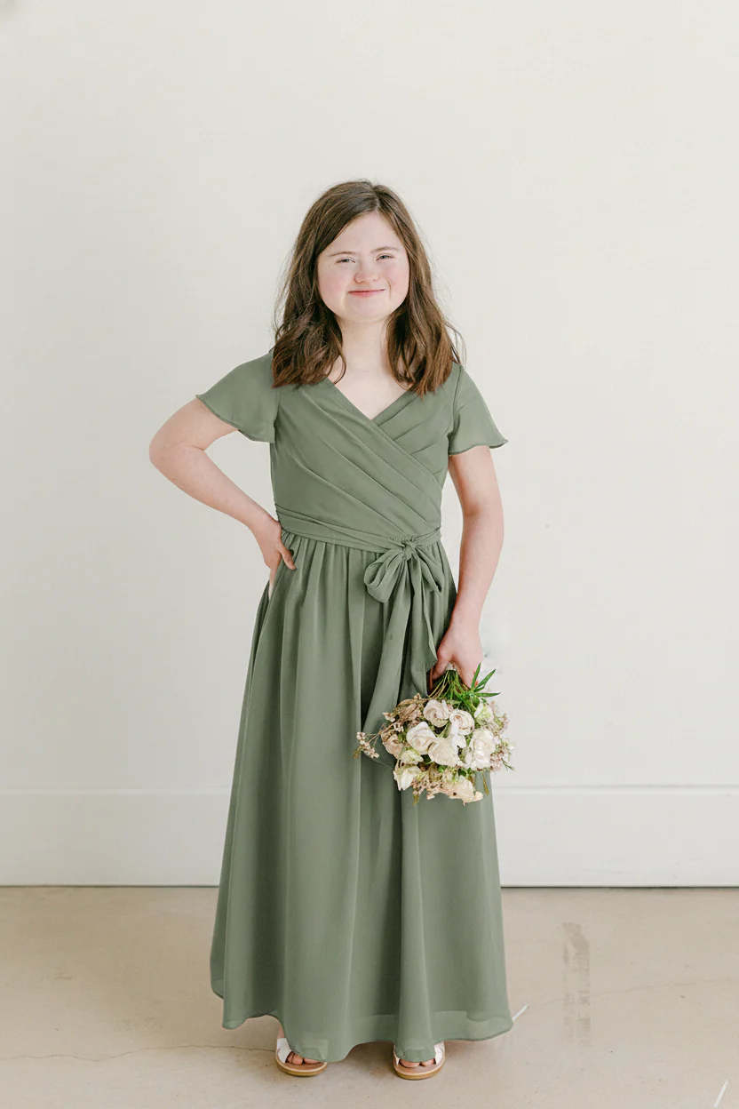 Juniors Harper Chiffon Faux Wrap Dress | Made To Order - Image 100