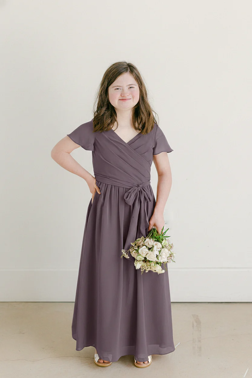 Juniors Harper Chiffon Faux Wrap Dress | Made To Order - Image 106