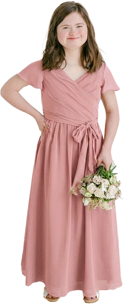 Juniors Harper Chiffon Faux Wrap Dress | Made To Order - Image 122