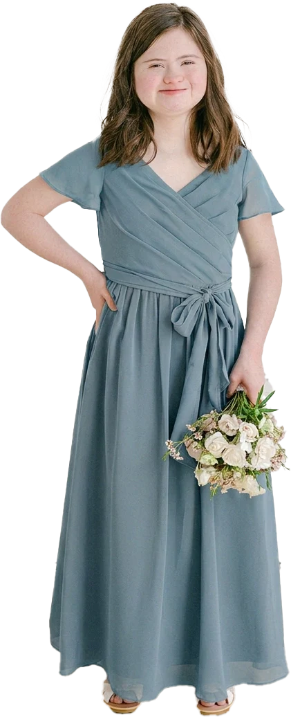 Juniors Harper Chiffon Faux Wrap Dress | Made To Order - Image 123