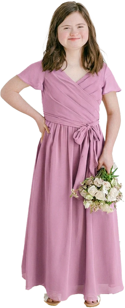 Juniors Harper Chiffon Faux Wrap Dress | Made To Order - Image 132