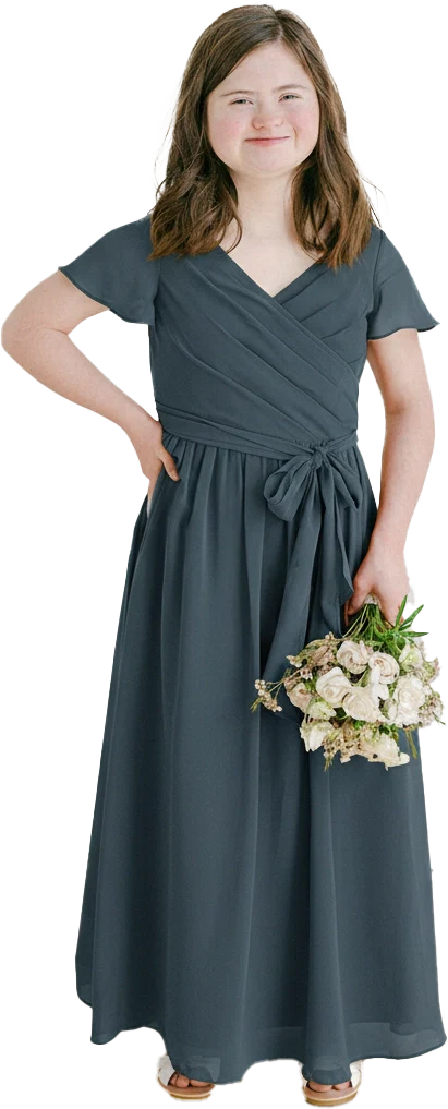 Juniors Harper Chiffon Faux Wrap Dress | Made To Order - Image 138