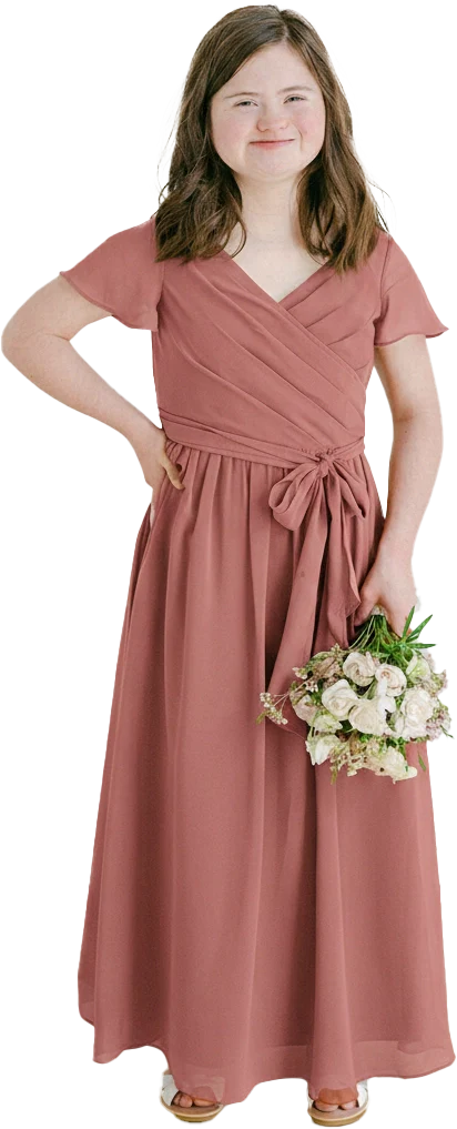 Juniors Harper Chiffon Faux Wrap Dress | Made To Order - Image 142