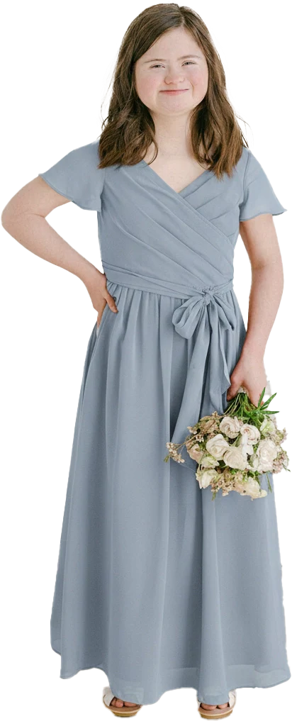 Juniors Harper Chiffon Faux Wrap Dress | Made To Order - Image 147