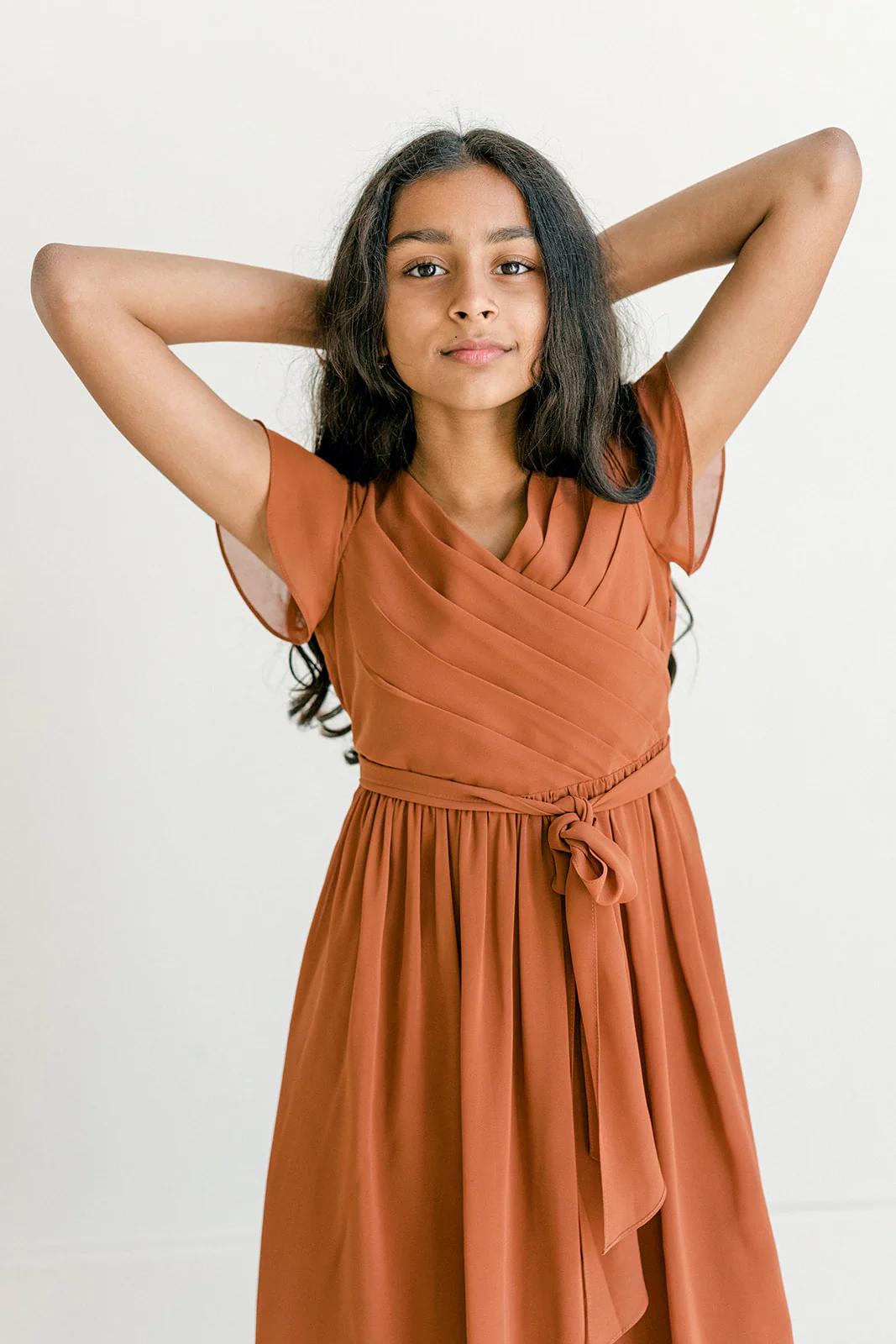 Juniors Harper Chiffon Faux Wrap Dress | Made To Order - Image 2