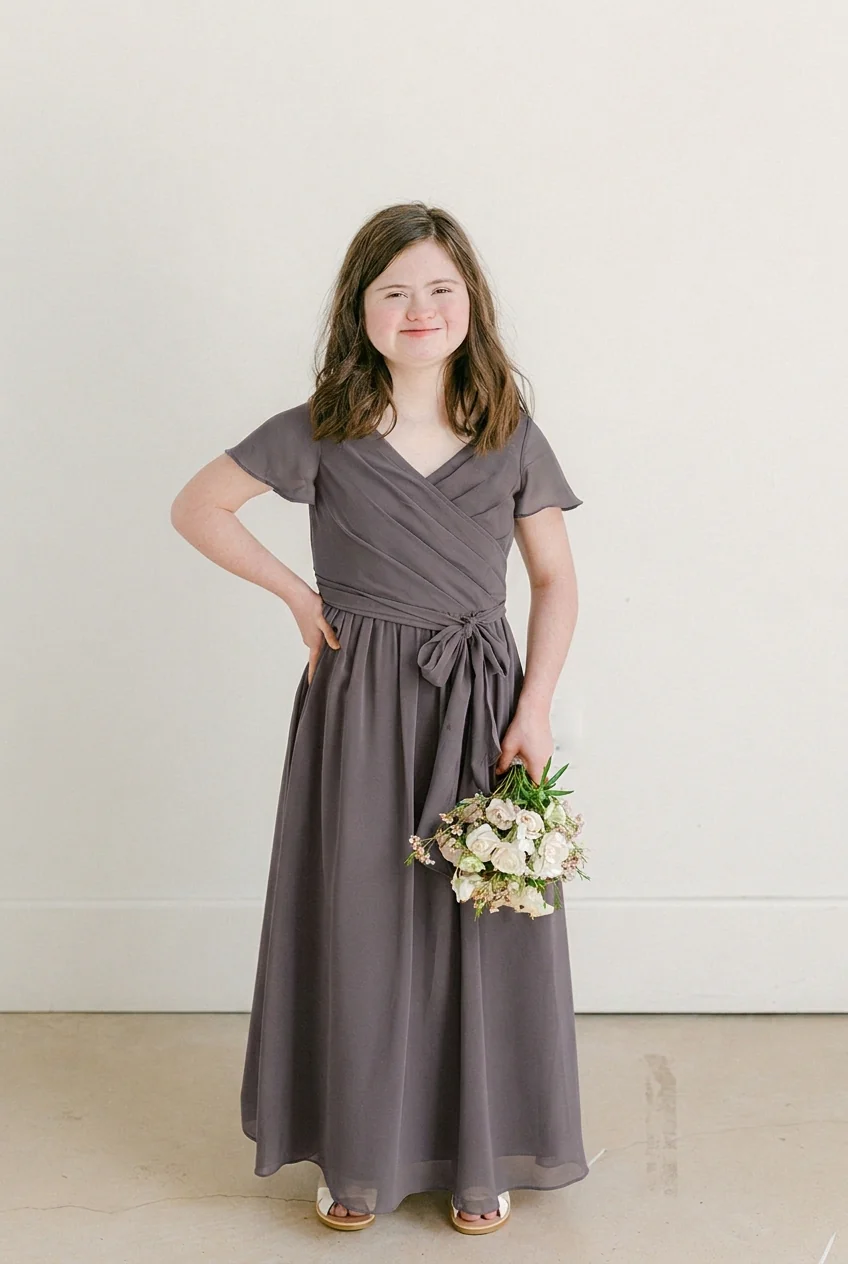 Juniors Harper Chiffon Faux Wrap Dress | Made To Order - Image 71