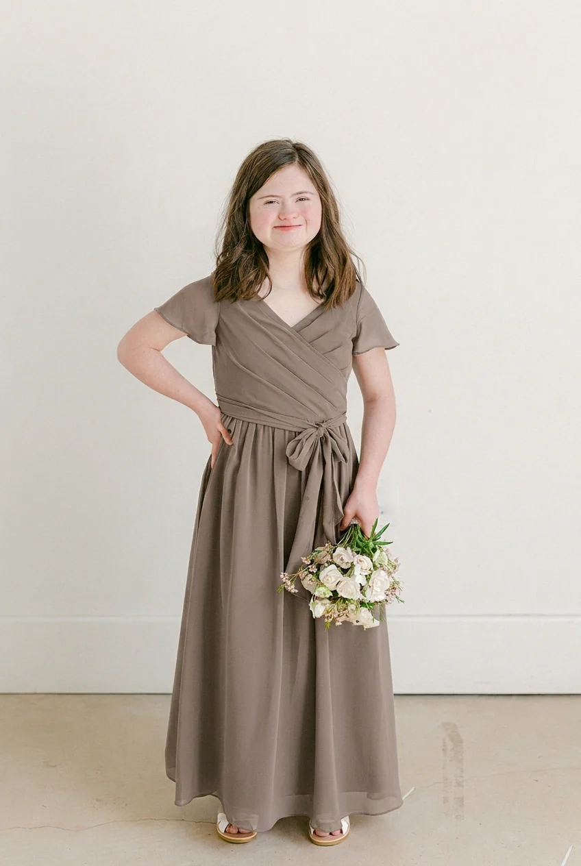 Juniors Harper Chiffon Faux Wrap Dress | Made To Order - Image 74
