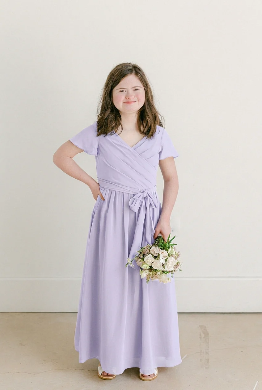 Juniors Harper Chiffon Faux Wrap Dress | Made To Order - Image 75