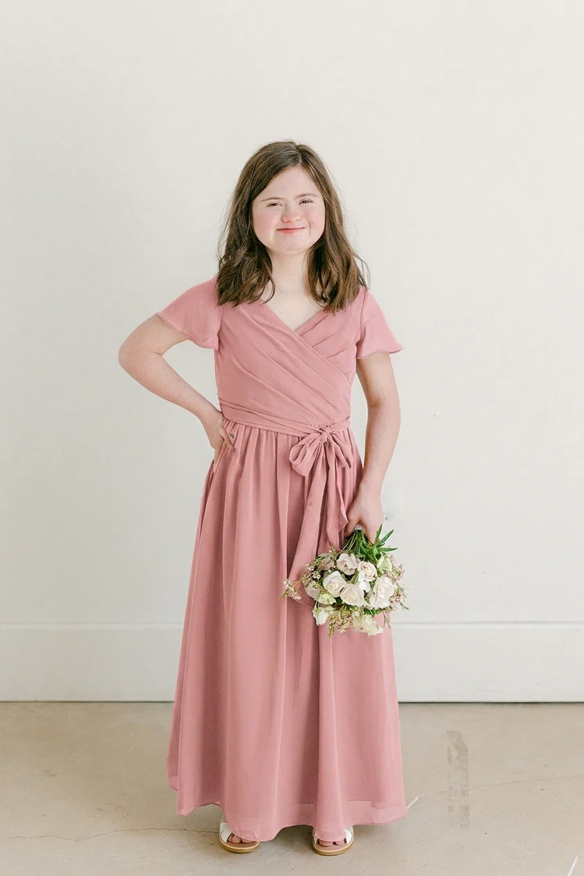 Juniors Harper Chiffon Faux Wrap Dress | Made To Order - Image 76