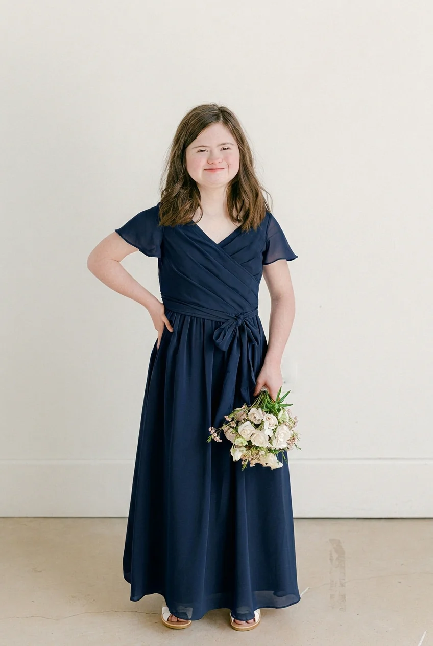 Juniors Harper Chiffon Faux Wrap Dress | Made To Order - Image 79