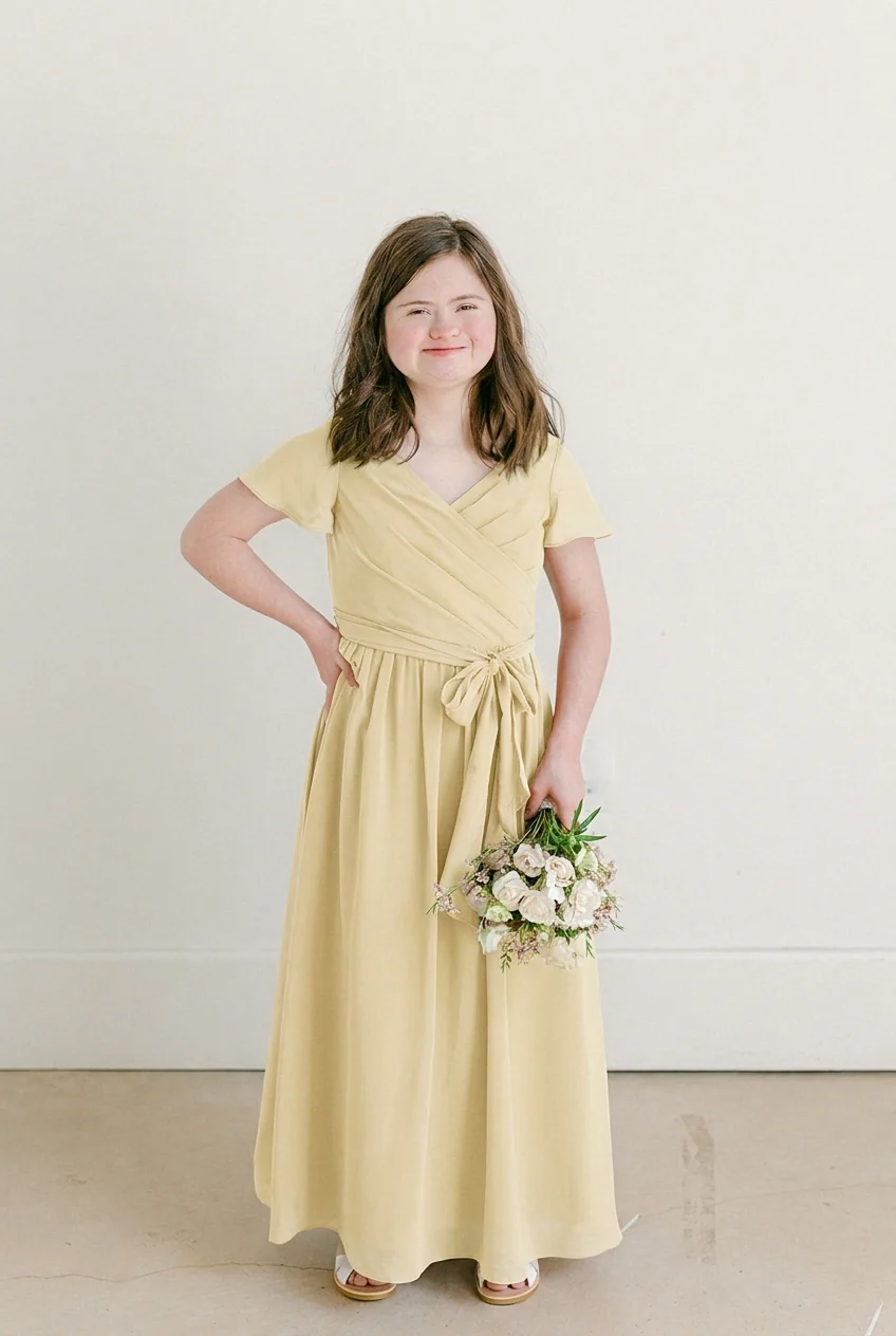 Juniors Harper Chiffon Faux Wrap Dress | Made To Order - Image 80