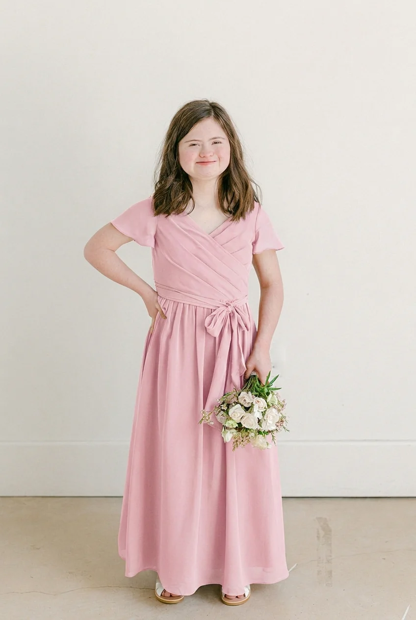 Juniors Harper Chiffon Faux Wrap Dress | Made To Order - Image 81