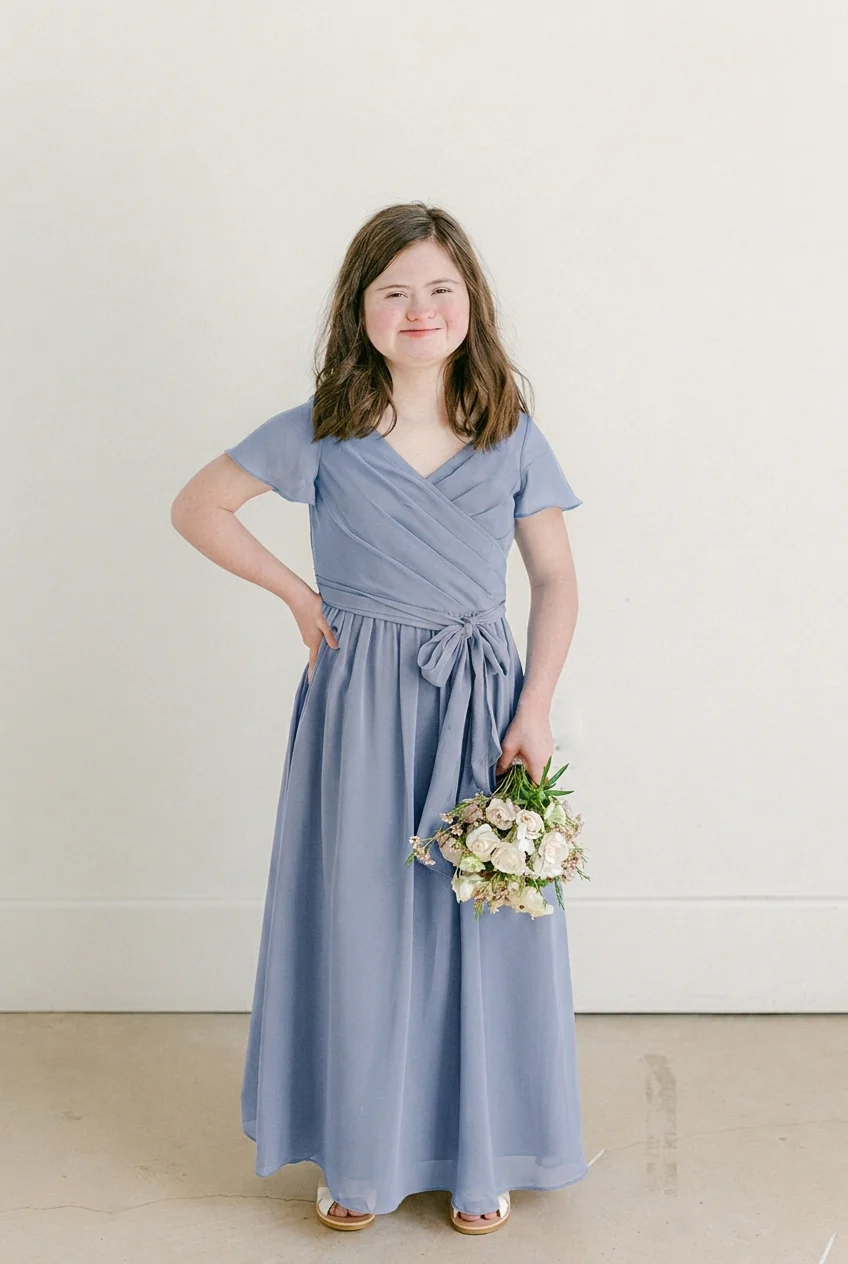 Juniors Harper Chiffon Faux Wrap Dress | Made To Order - Image 82