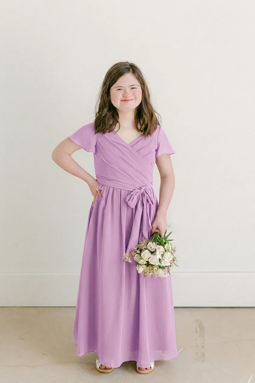 Juniors Harper Chiffon Faux Wrap Dress | Made To Order - Image 83