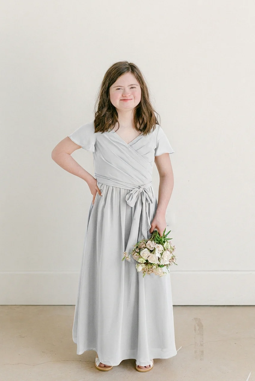 Juniors Harper Chiffon Faux Wrap Dress | Made To Order - Image 87