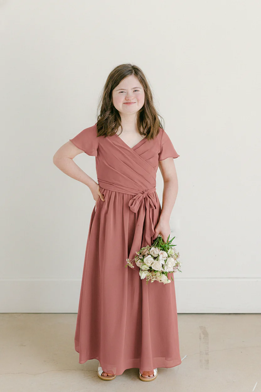 Juniors Harper Chiffon Faux Wrap Dress | Made To Order - Image 92