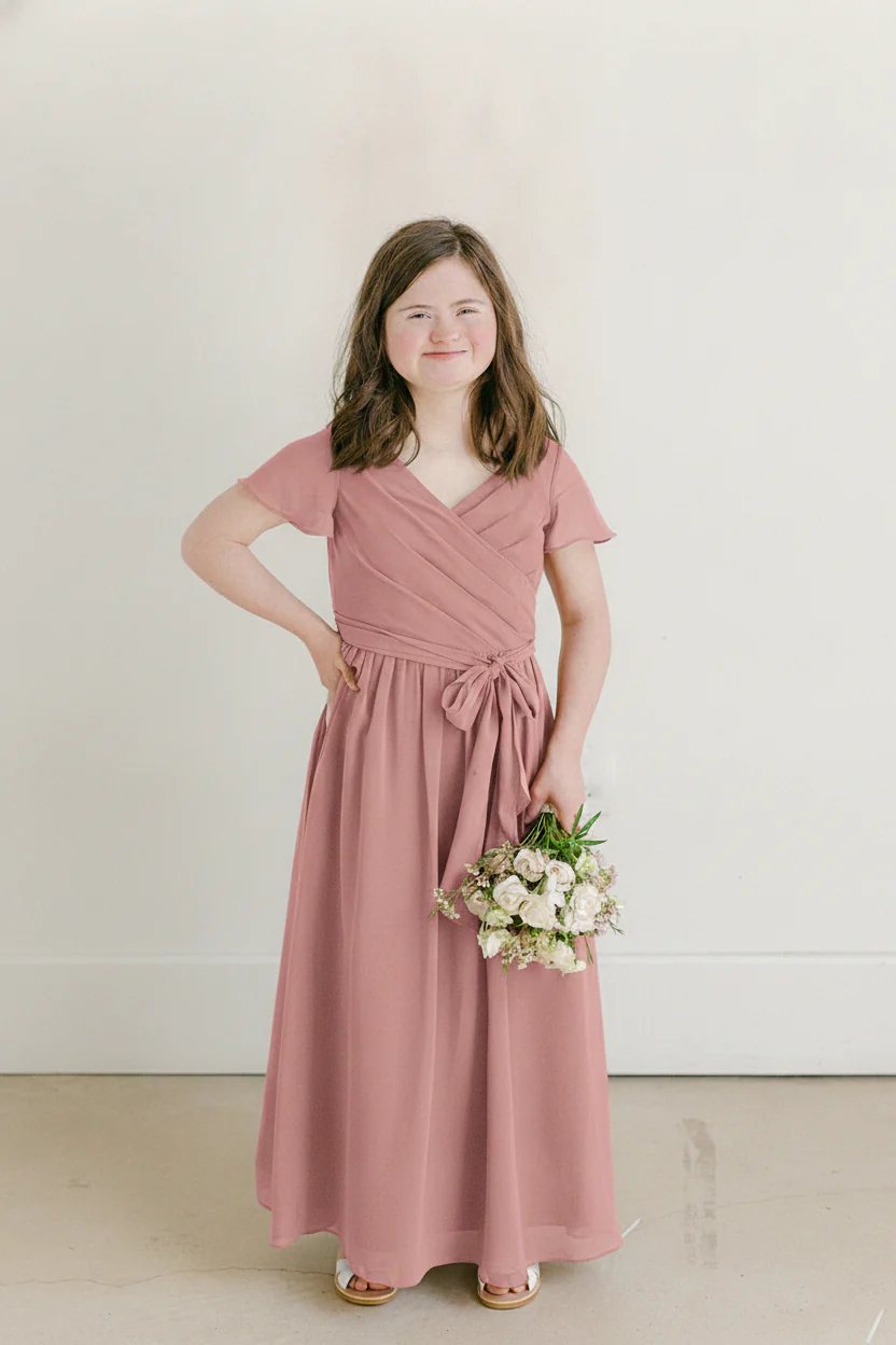 Juniors Harper Chiffon Faux Wrap Dress | Made To Order - Image 93
