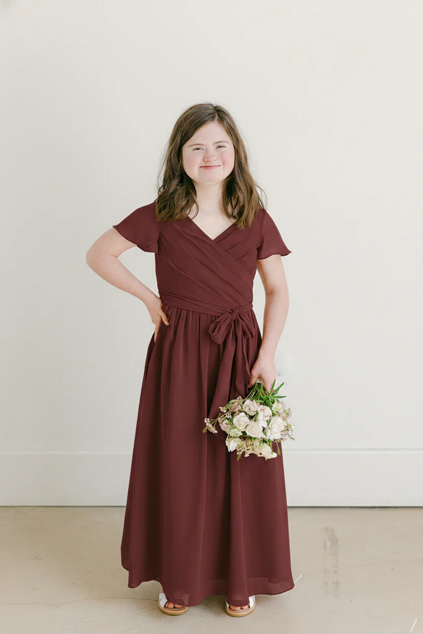 Juniors Harper Chiffon Faux Wrap Dress | Made To Order - Image 94
