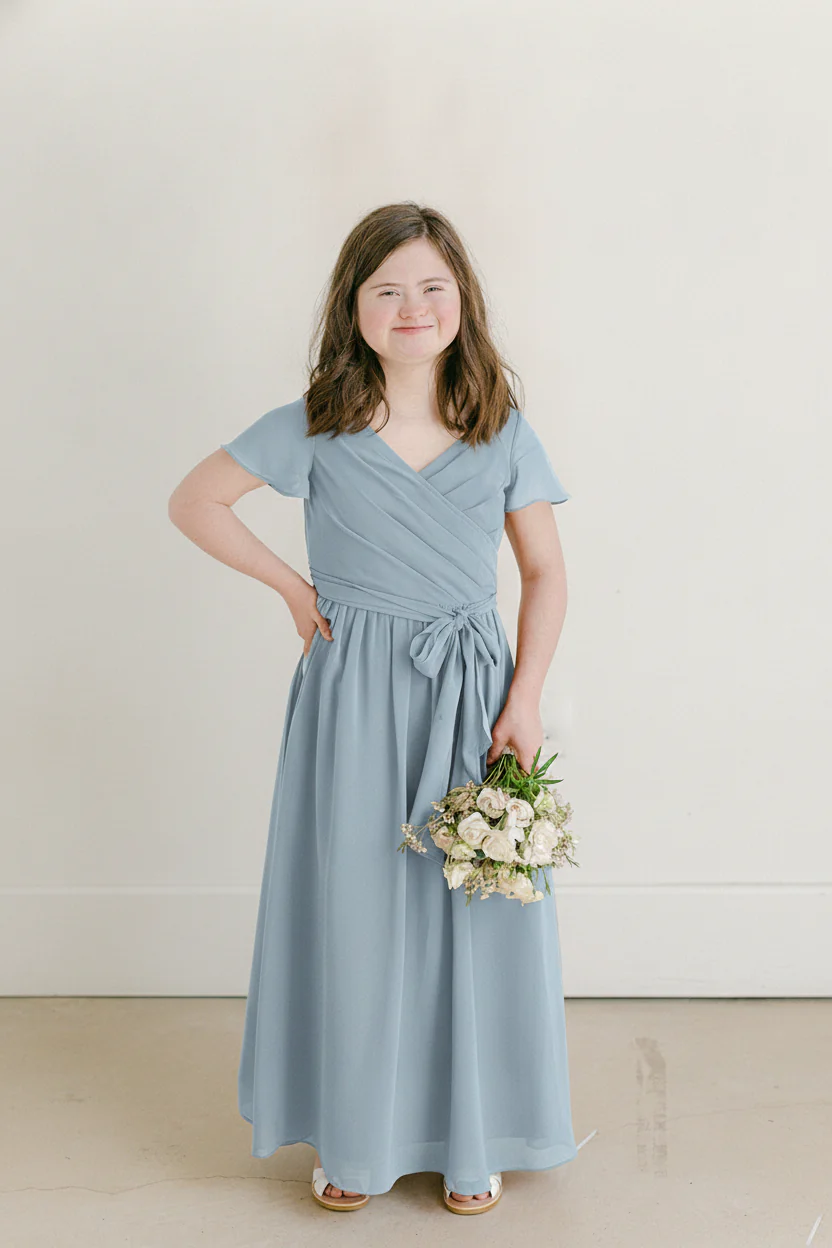 Juniors Harper Chiffon Faux Wrap Dress | Made To Order - Image 97