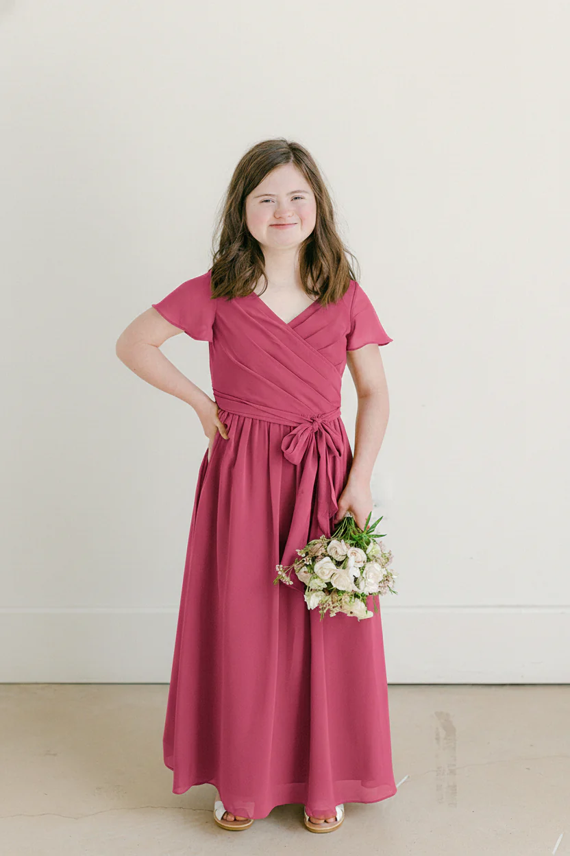 Juniors Harper Chiffon Faux Wrap Dress | Made To Order - Image 98