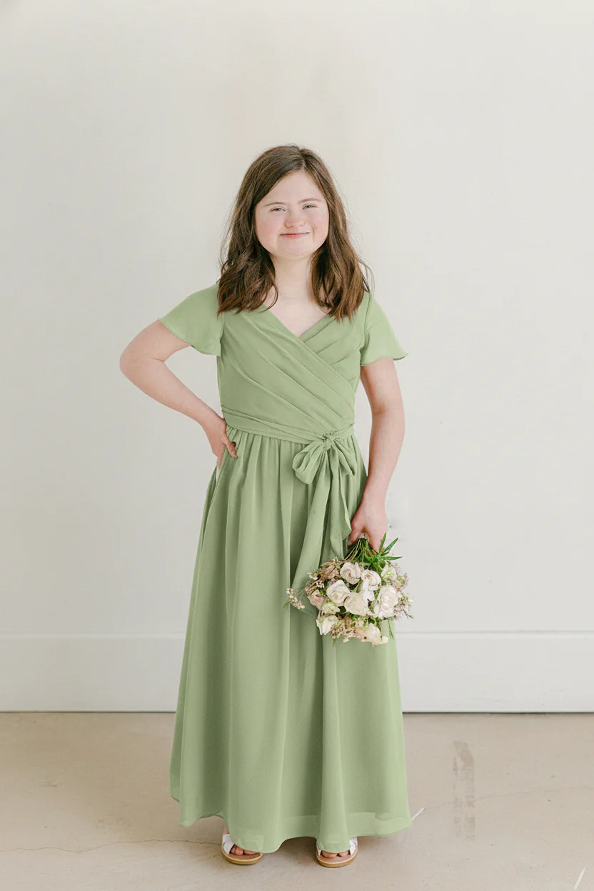 Juniors Harper Chiffon Faux Wrap Dress | Made To Order - Image 99