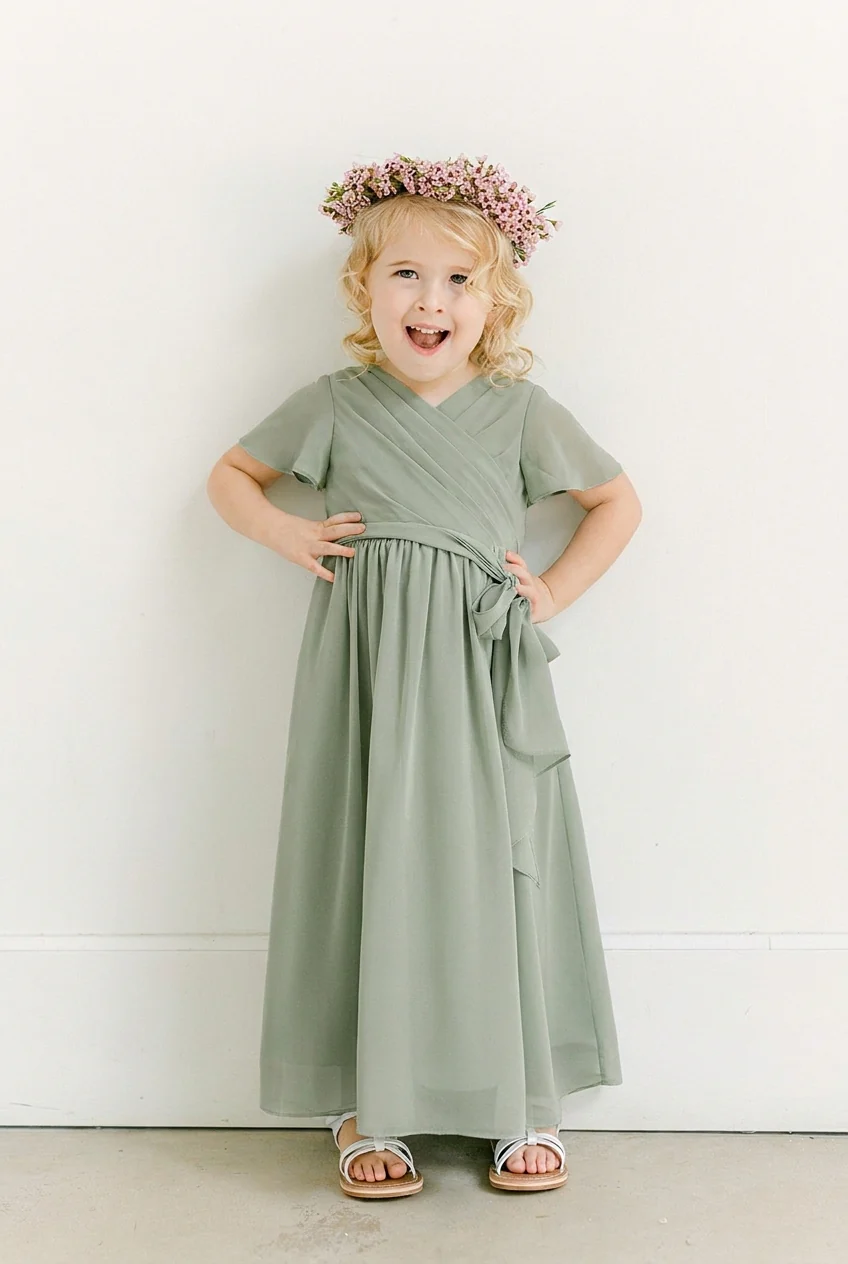 Kids Harper Chiffon Faux Wrap Dress | Made To Order - Image 100