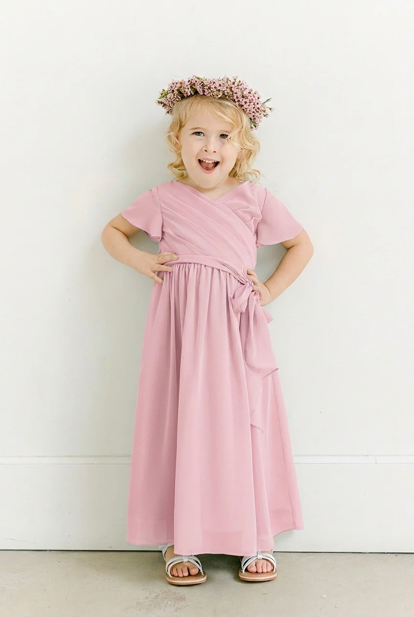 Kids Harper Chiffon Faux Wrap Dress | Made To Order - Image 103