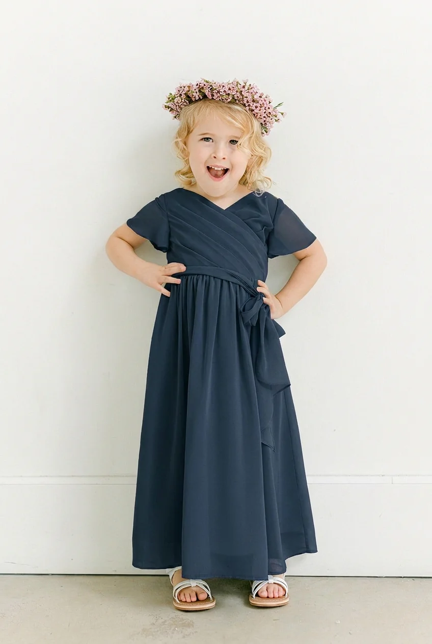 Kids Harper Chiffon Faux Wrap Dress | Made To Order - Image 105