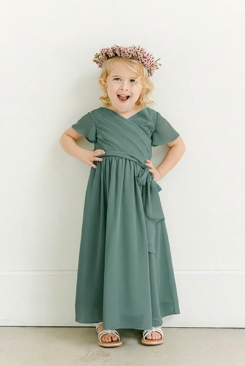 Kids Harper Chiffon Faux Wrap Dress | Made To Order - Image 107