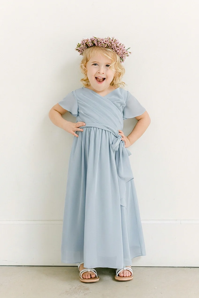 Kids Harper Chiffon Faux Wrap Dress | Made To Order - Image 114
