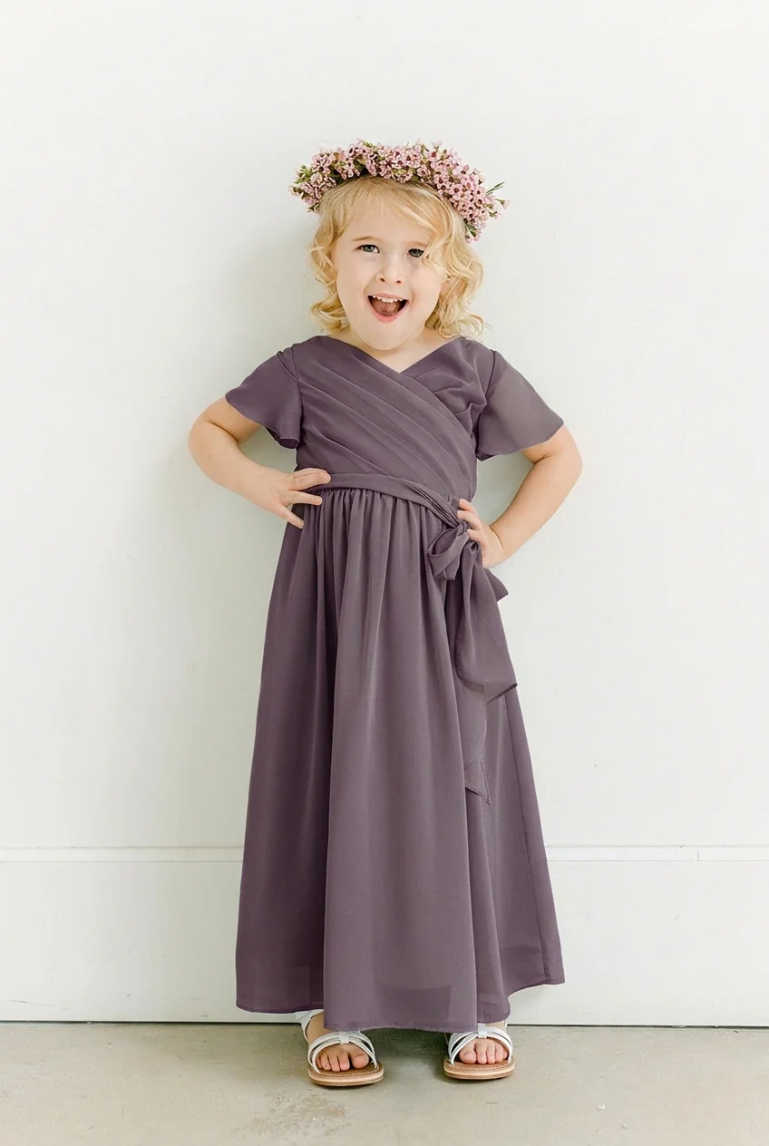 Kids Harper Chiffon Faux Wrap Dress | Made To Order - Image 117