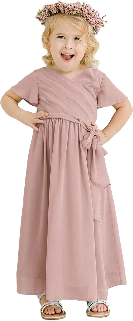 Kids Harper Chiffon Faux Wrap Dress | Made To Order - Image 122