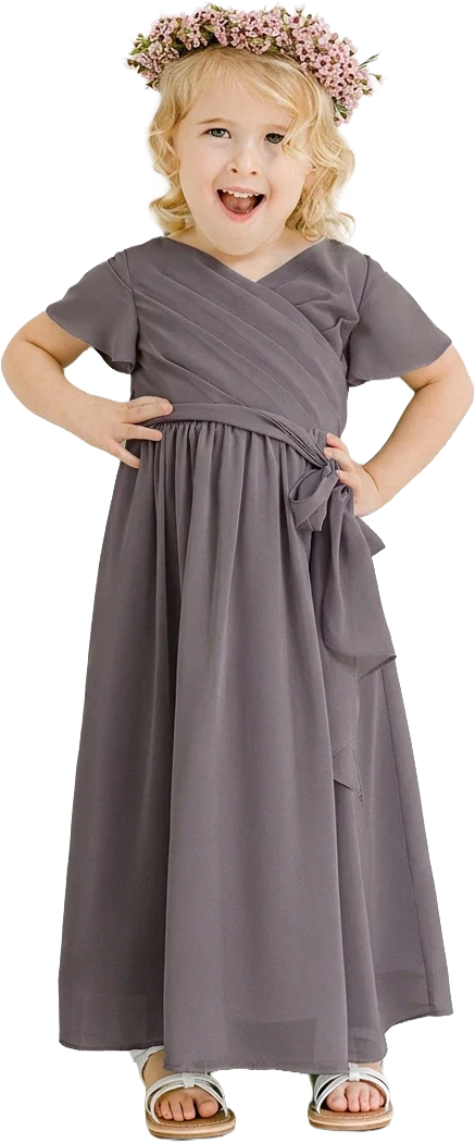 Kids Harper Chiffon Faux Wrap Dress | Made To Order - Image 130