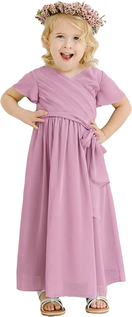 Kids Harper Chiffon Faux Wrap Dress | Made To Order - Image 143