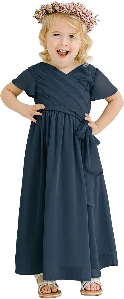Kids Harper Chiffon Faux Wrap Dress | Made To Order - Image 149