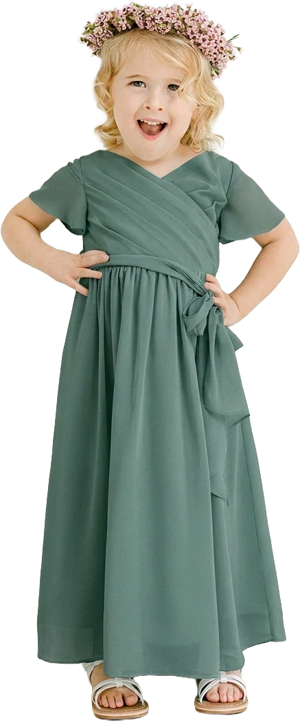 Kids Harper Chiffon Faux Wrap Dress | Made To Order - Image 151