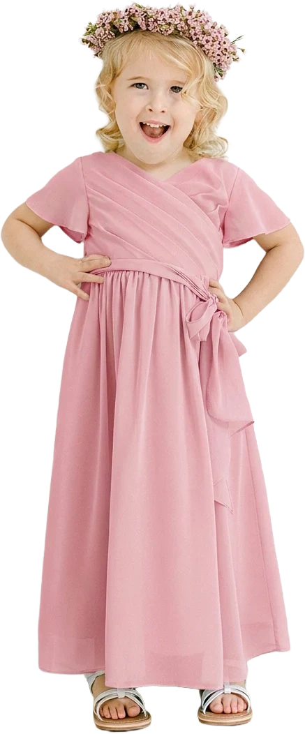 Kids Harper Chiffon Faux Wrap Dress | Made To Order - Image 152