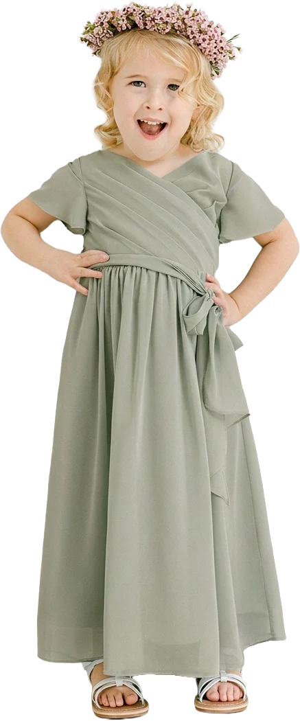 Kids Harper Chiffon Faux Wrap Dress | Made To Order - Image 157
