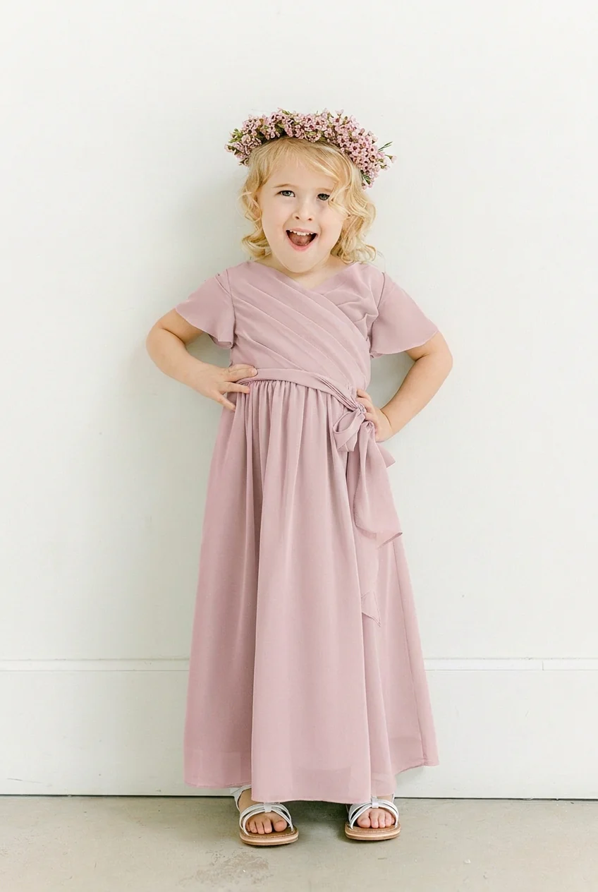 Kids Harper Chiffon Faux Wrap Dress | Made To Order - Image 77