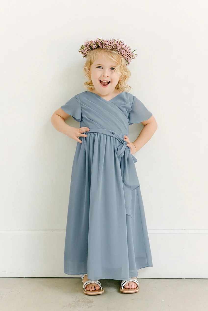 Kids Harper Chiffon Faux Wrap Dress | Made To Order - Image 85