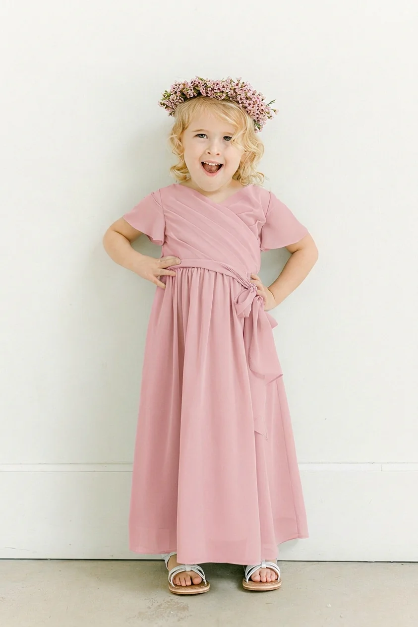 Kids Harper Chiffon Faux Wrap Dress | Made To Order - Image 89
