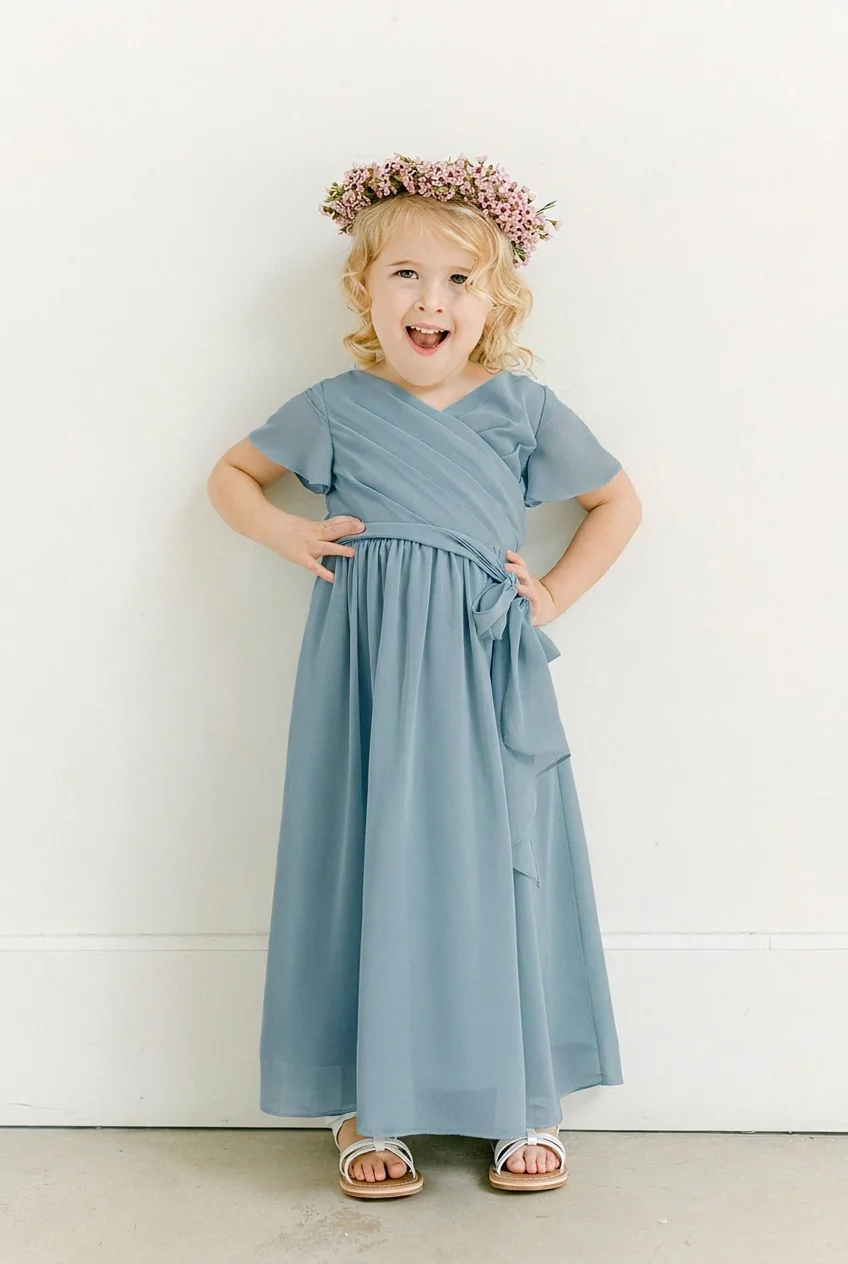 Kids Harper Chiffon Faux Wrap Dress | Made To Order - Image 90