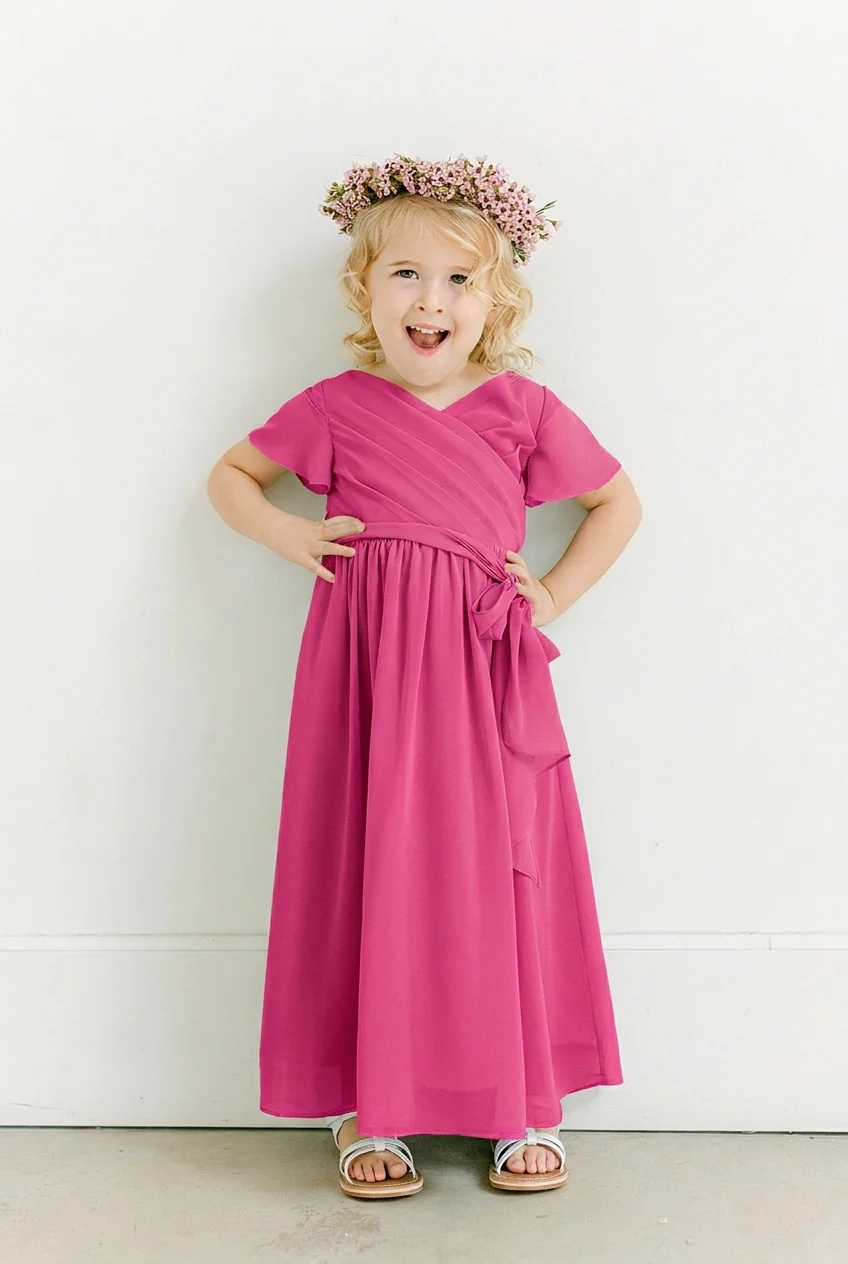 Kids Harper Chiffon Faux Wrap Dress | Made To Order - Image 96