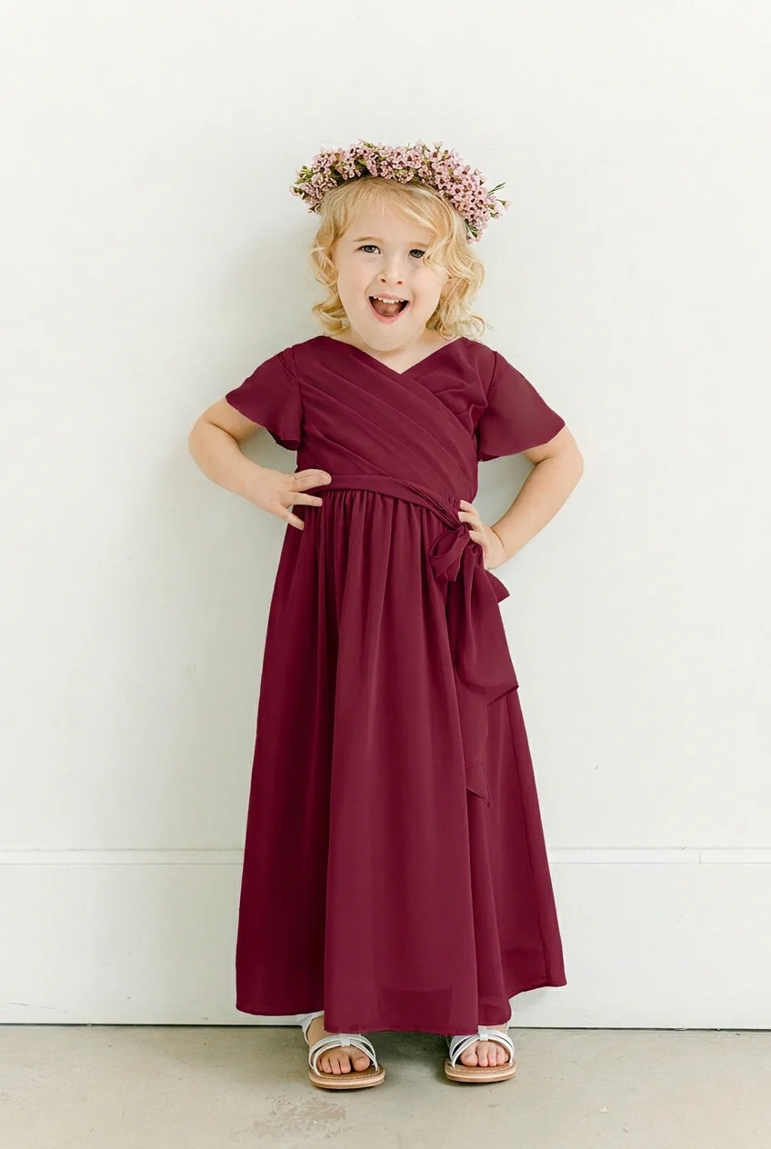 Kids Harper Chiffon Faux Wrap Dress | Made To Order - Image 97