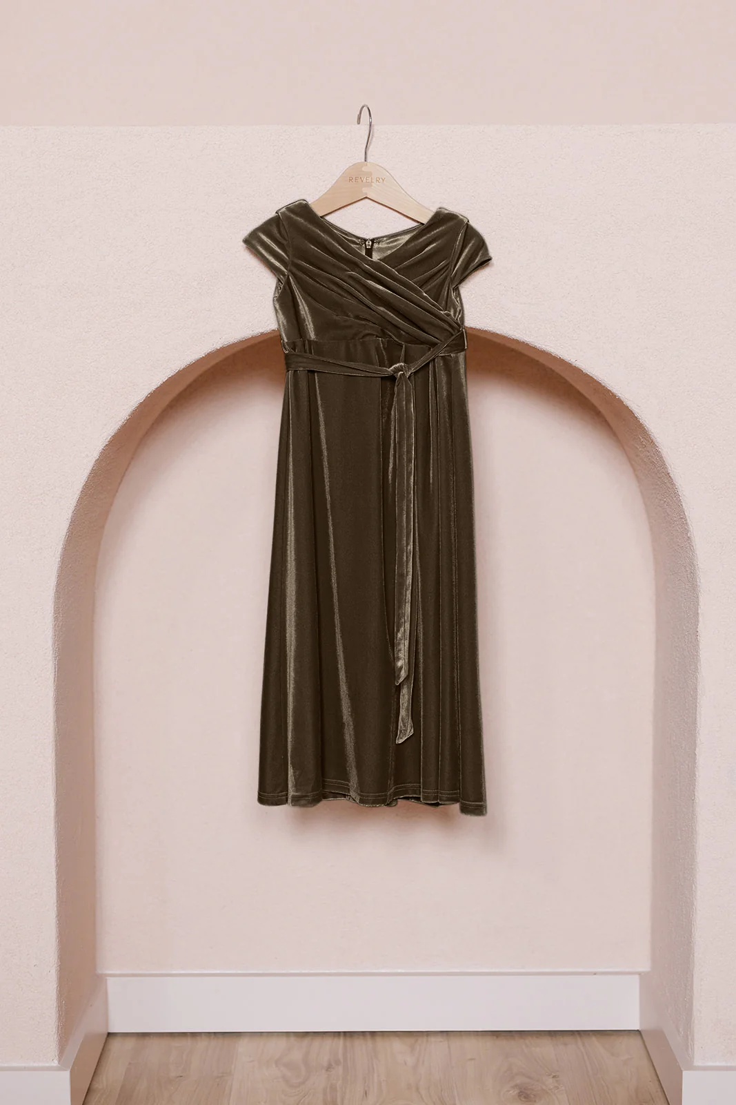 Kids Harper Faux-Wrap Velvet Dress | Made To Order - Image 11