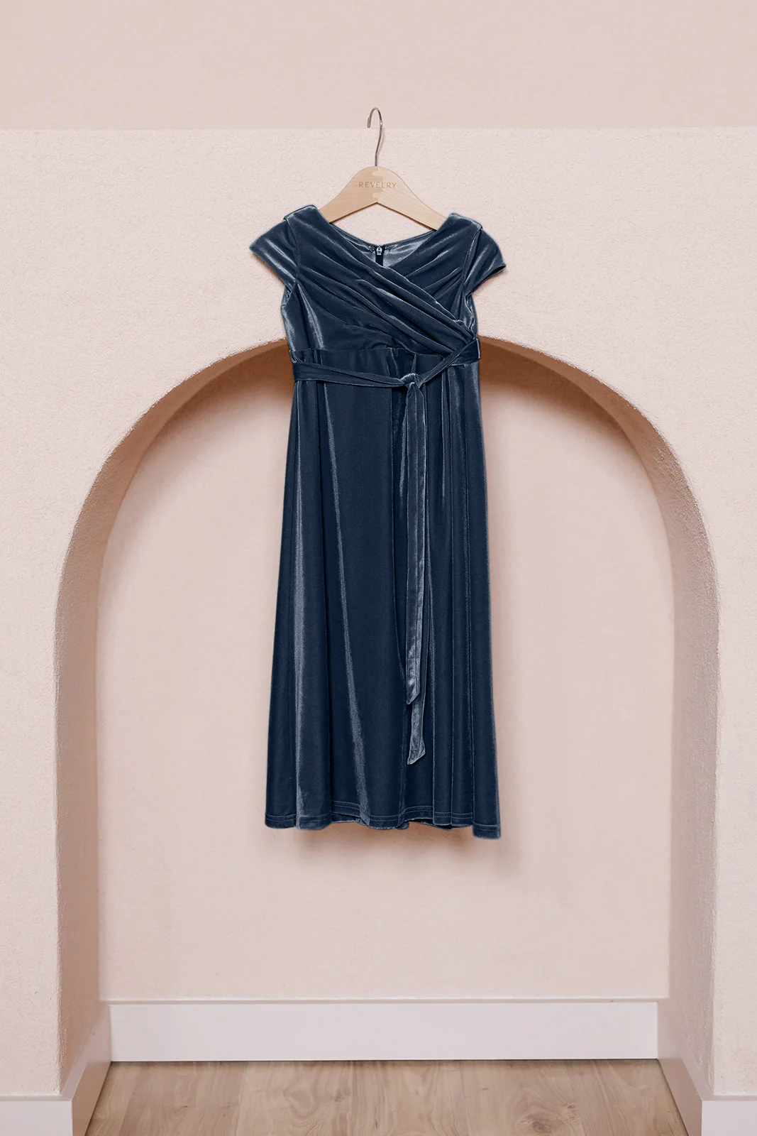 Kids Harper Faux-Wrap Velvet Dress | Made To Order - Image 18
