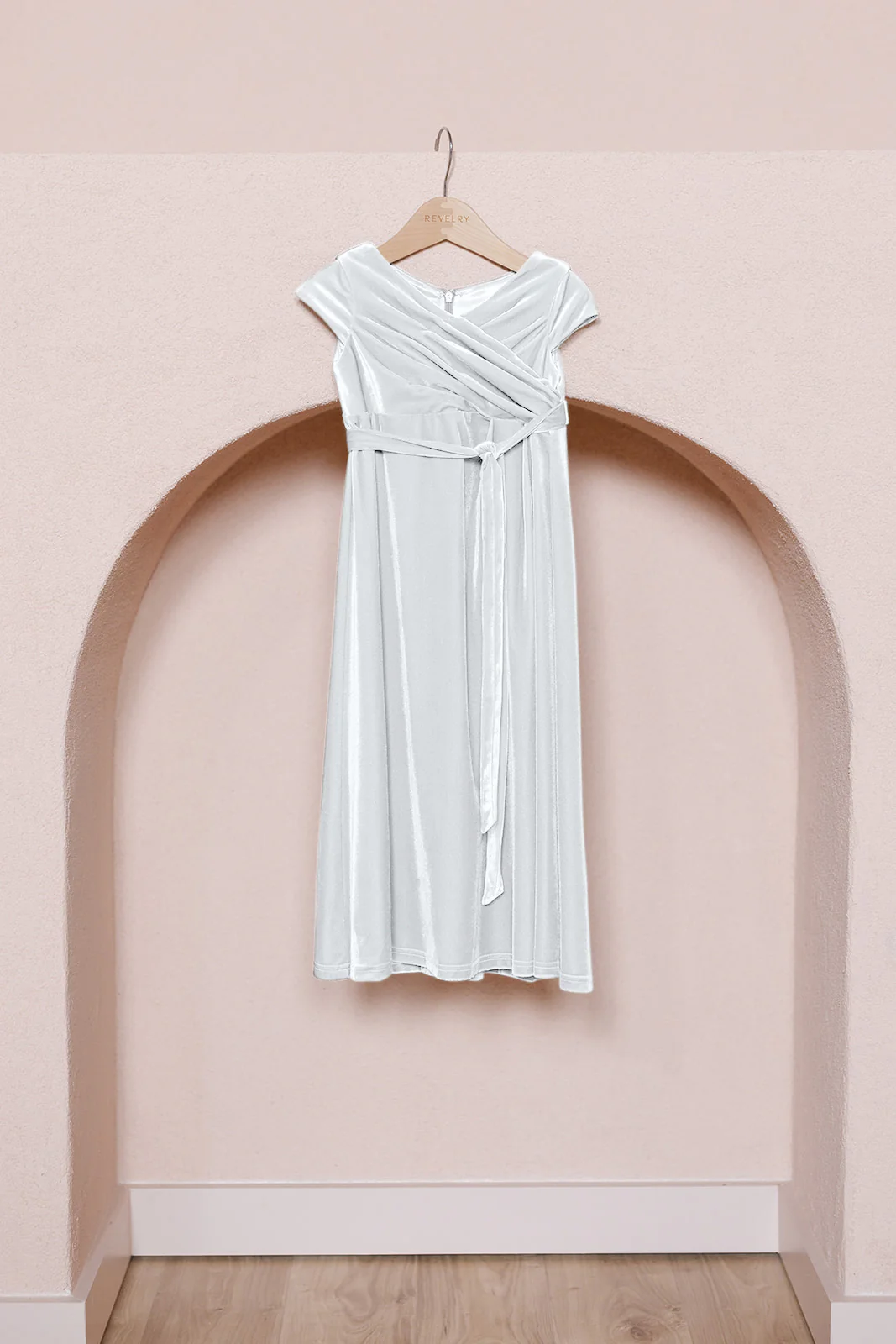 Kids Harper Faux-Wrap Velvet Dress | Made To Order - Image 8